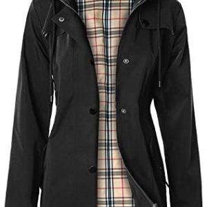 Women’s Long Hooded Rain Jacket Outdoor Raincoat Windbreaker