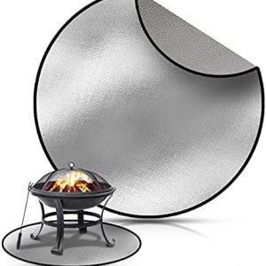 Fire Pit Deck Protector Round Fire Pit Grill Mat Heat Resistant for Fireplace Stove Fireproof Patio Shield for Indoor Outdoor BBQ Bonfire Camping Grilling Portable Fire Defender (24.0)