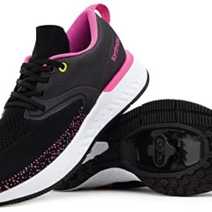 Tommaso Capri Knit Women’s Walkable, SPD Compatible, Indoor Cycling Shoe and Bundle, White, Grey, Black, Pink