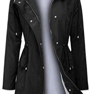 Arthas Girls Gentle Rain Jacket Waterproof Energetic Outside Trench Raincoat with Hood Light-weight Plus Dimension for Women