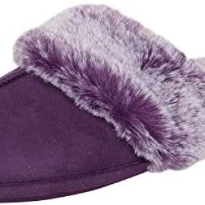 Jessica Simpson Ladies’s Comfortable Fake Fur Home Slipper Scuff Reminiscence Foam Slip on Anti-Skid Sole