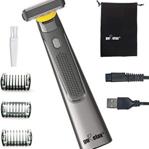 Body Trimmer for Men,Rechargeable Solo Titanium Razor That Trims, Edges,Shaves, and Grooms, Electric Groin Hair Trimmer as Seen on TV,with 3 x Lengths and Storage Pouch