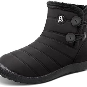 FEETCITY Mens Snow Boots Women Winter Anti-Slip Ankle Booties Waterproof Slip On Warm Fur Lined Sneaker