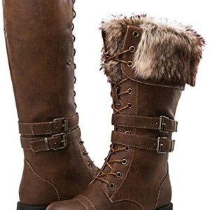 GLOBALWIN Women’s Knee High Combat Boots