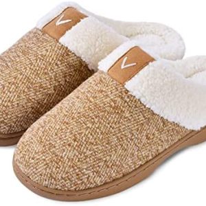 Women’s Cozy Memory Foam Slippers Fuzzy Plush Fleece Lining Comfortable House Shoes Slip On Indoor Outdoor Anti-Skid Sole Winter