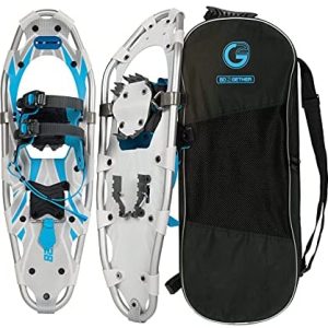 G2 21/25/30 Inches Light Weight Snowshoes for Women Men Youth, Set with Tote Bag, Special EVA Padded Ratchet Binding, Heel Lift, Orange/Blue Available