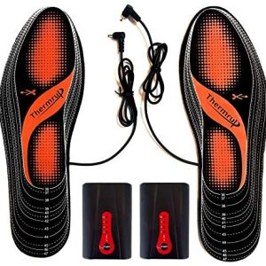 Thermrup Electric Heated Insoles Far Infrared (FIR) Foot Warmers Rechargeable Li-Ion Battery(4 Temperature Settings) Size 4.5-14, High Temperature