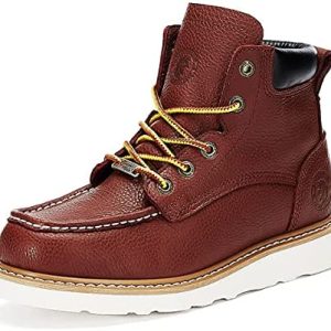 Rockrooster Walker Men’s Work boots, 6 Inch Soft Toe Boot, Wedge Sole, Arch Support Anti-Fatigue Shoes, Water Resistant Leather Safety Boots, AP360 Walker