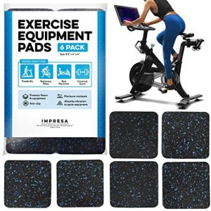 [6 Pack] Exercise Equipment Mat 4″ x 4″ x 0.5″ Pads – Treadmill Mat for Carpet Protection – Protective Anti-slip Treadmill Pad for Hardwood Floors & Carpets – Home Gym Accessories – Protect Floors